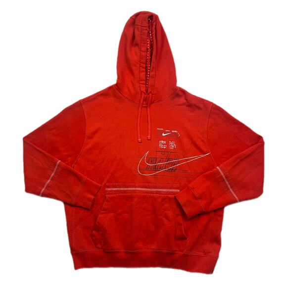 Nike Story of The Swoosh Habanero Red Men's Fleece Hoodie Size XL - Picture 1 of 7